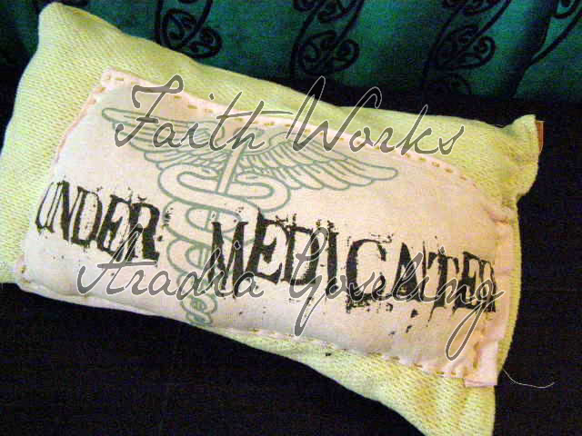 Hand sewn salvaged material kitschy decor pillow