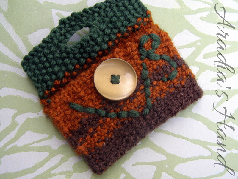 Capricorn inspired one of a kind handmade hand knit wallet