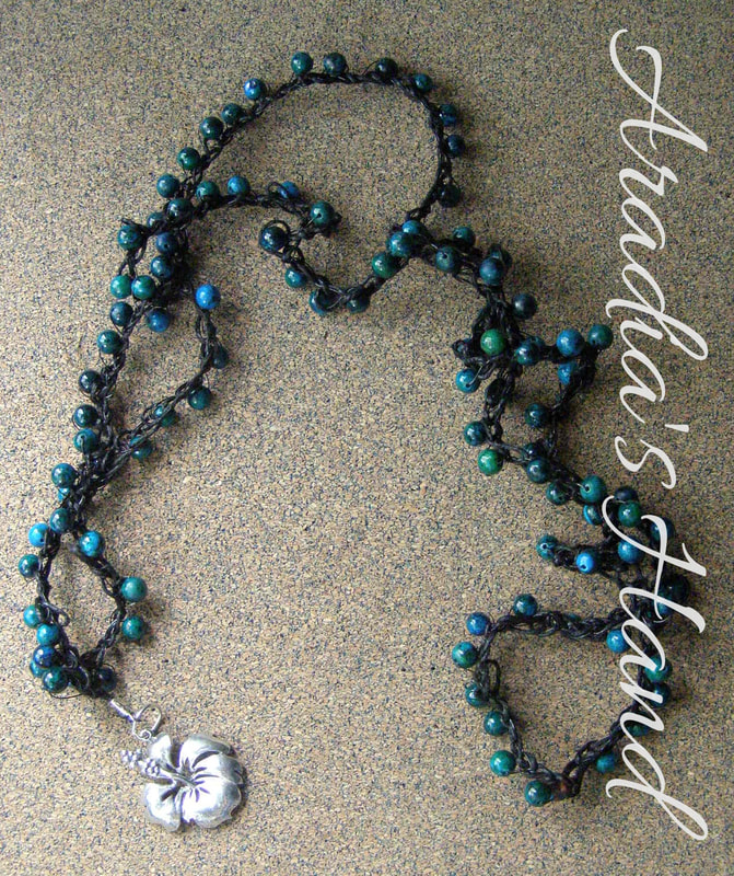 Ocean inspired crochet mala prayer necklace