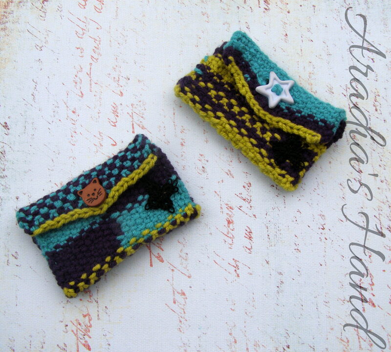 Aquarius inspired cat lover one of a kind handmade custom hand knit wallet