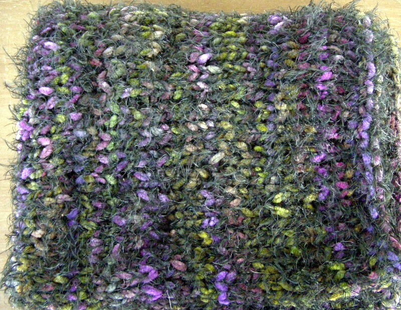 Black, purple, & green bulky eyelash yarn oversized cowl