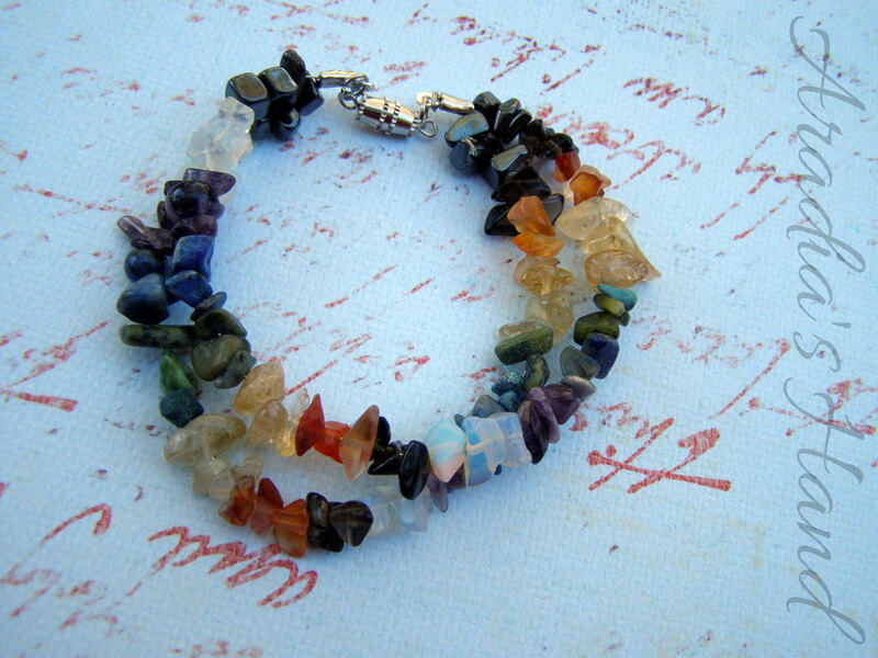 Beaded hematite opalite amethyst sodalite jade citrine fire agate rainbow chakra bracelet