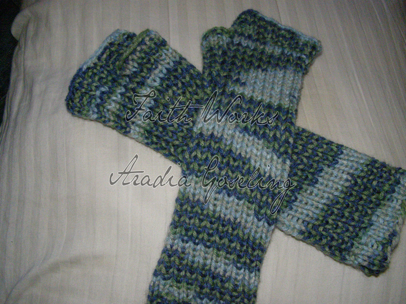 Mermaid themed hand knit variegated armwarmers