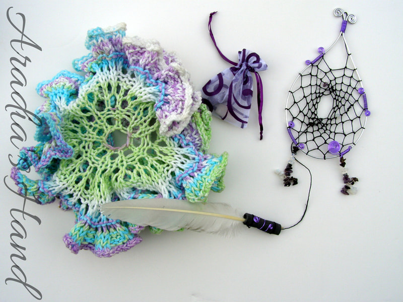 Crochet snuggle healing crystal spirit dreamcatcher set