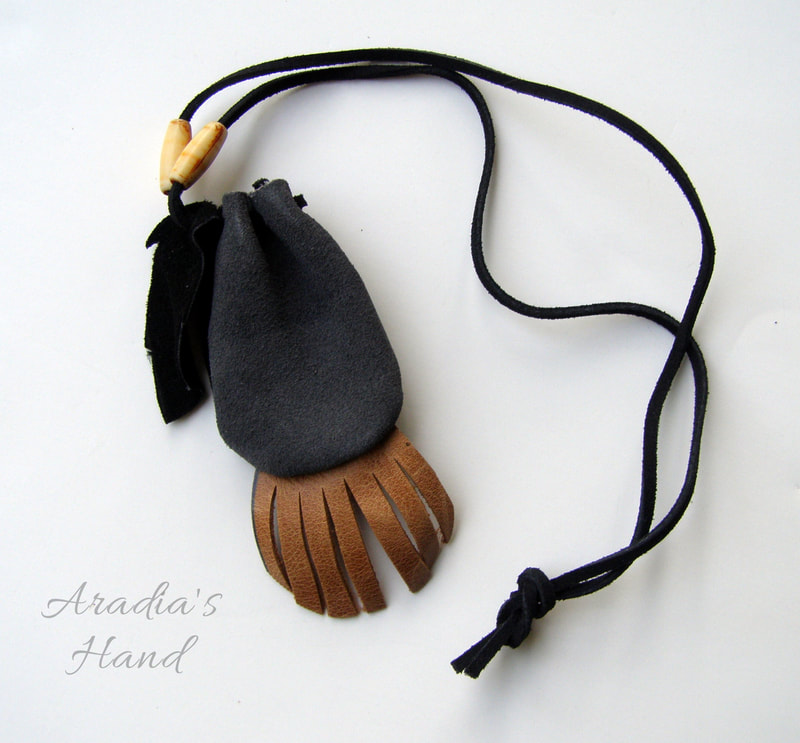 Hand sewn Native American leather medicine pouch